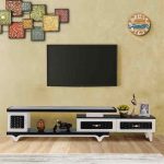 white gloss tv unit with glass top