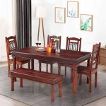 DT-ANTIC Sheesham Wood Dining Table Set 1+4+Bench