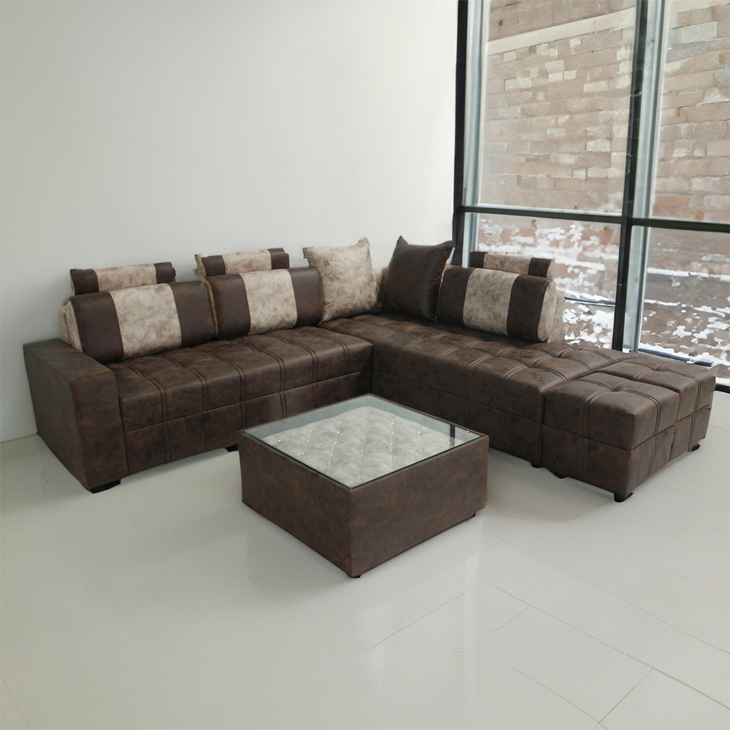 HALLMARK-01-07 Cosmo Corner Sofa With Center Table - Image 1