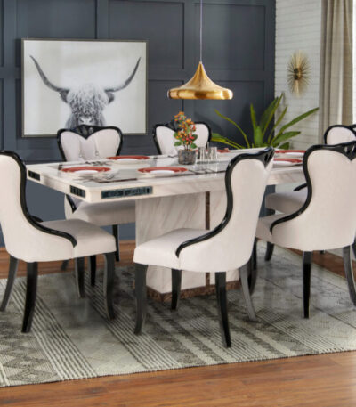 Marble Dining Table 1+6 Set 6 Seater Dining Furniture
