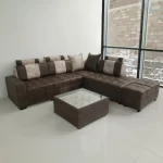 Cosmo Corner Sofa with Center Table featuring spacious corner seating, integrated center table, premium upholstery and modern living room design