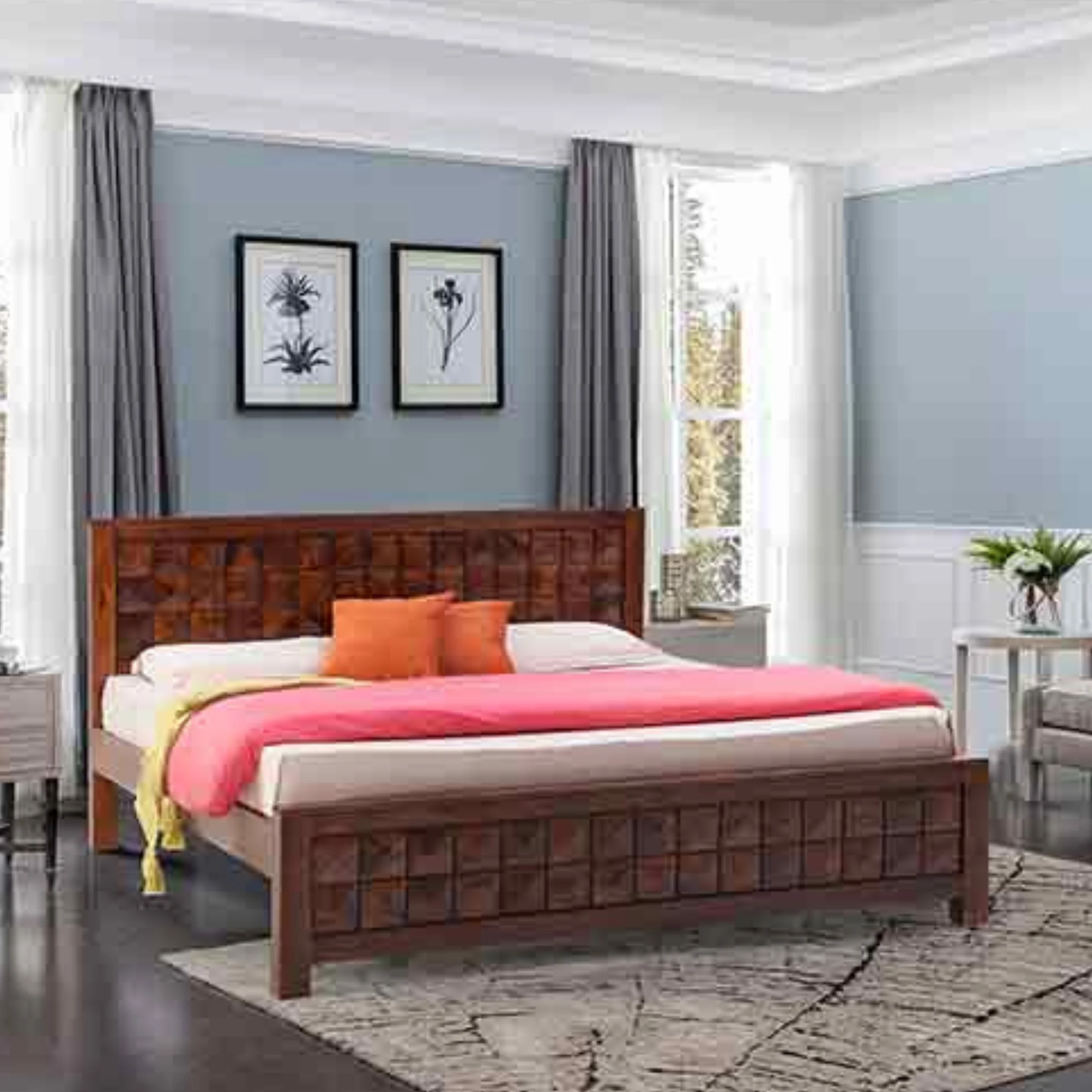 BD-DIAMOND-SHEESHAM-WOOD-COT BD-Diamond Sheesham wood cot with elegant design for modern bedroom interiors